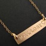 Gold Bar Necklace, Personalized Necklace, Gold Name Necklace, Rectangle Bar Necklace, Personalized Jewelry, Dainty Gold Necklace