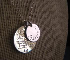 Any Quote on 2 Discs, The Love Between a Mother and Daughter is Forever, Personalized Jewelry, Personalized Necklace