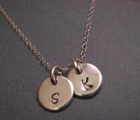 Necklace with Two Initials, Mother's Day Gift, Sterling Silver Initials Necklace, Childrens Initials, Personalized Jewelry