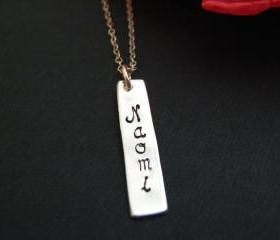 Name Jewelry, Silver Name Necklaces, Silver Bar Necklace, Personalized Jewelry, Personalized Necklace, Vertical Name Bar
