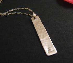 Sterling Silver Initial Necklace, Necklace with Initials, Personalized Necklace, Hammered Initial Necklace, Sterling Silver Bar Necklace