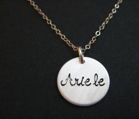 Sterling Silver Disc Necklace, Silver Name Necklace, Girl's Name Necklace, Personalized Jewelry, Personalized Necklace