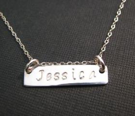 Silver Bar Necklace, Silver Name Necklace, Name Plate Necklace, Personalized Jewelry, Personalized Necklace, Dainty Silver Necklace