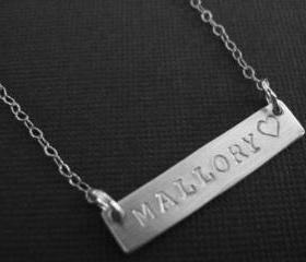 Silver Bar Necklace, Personalized Necklace, Sterling Silver Name Necklace, Rectangle Bar Necklace, Personalized Jewelry, Dainty Necklace