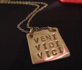 Personalized Necklace with Latin Quote 'Veni, Vidi, Vici', I Came, I Saw, I Conquered, Julius Caesar, Quote Necklace, Personalized Jewelry