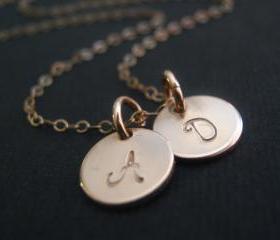 Two Initial Necklace, Simple Gold Necklace, Dainty Gold Necklace, Personalized Necklace, Mother's Day Gift, Gold Personalized Jewelry