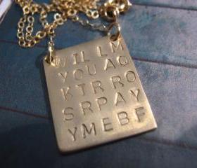 Puzzle Necklace, Secret Message Jewelry, Word Search Necklace, Gold Personalized Necklace, Special Quote Necklace
