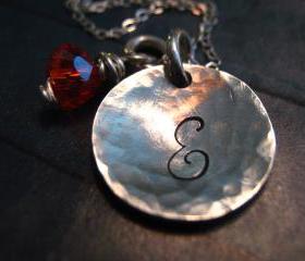 Sterling Silver Initial Necklace, Necklace with Initials, Monogram Necklace, Personalized Necklace with Birthstone, Personalized Jewelry