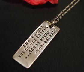 She Is Fierce, Shakespeare Necklace, Quote Jewelry, Jewelry with Message, Personalized Necklace, Personalized Jewelry
