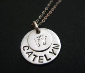 Personalized New Baby Necklace, Mother's Day Gift, New Mother Gift, Personalized Jewelry, Gift for New Mom, Child Name Necklace, Silver